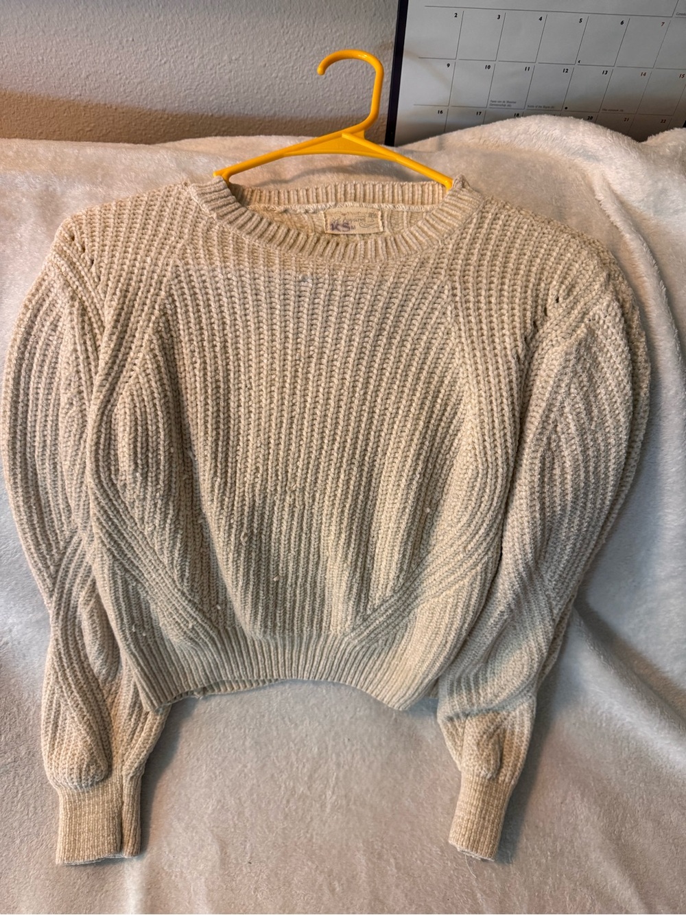 Poof! Cream Cable Knit Crewneck Sweater